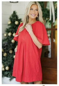 Abito Just A Theory in cotone rosso | leggero | XL | come nuovo Julep Boutique | nuovo con etichette - Foto 1 di 8