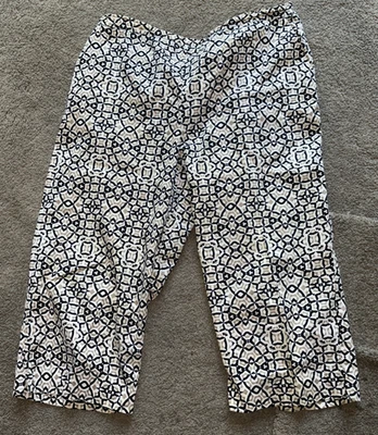 Alfred Dunner Capri размер 16 черный, желтовато-коричневый и белый печать плоский передний, карманы, хлопок - Изображение 1 из 4