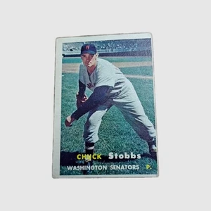1957 Topps Baseball Card Washington Senators Chuck Stobbs #101 Vtg No Creases Vg - Picture 1 of 2
