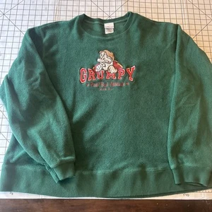 Vintage Disney Sweater Adult 2XL Green Grumpy Snow White Crewneck Sweatshirt 90s - Picture 1 of 10