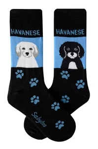 Havanese Crew Socks Unisex Blue - Picture 1 of 1