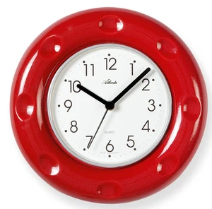 Pendule murale ronde en céramique rouge, Atlanta, 6013 Neuve - Imagen 1 de 1