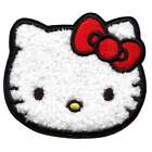 Hello Kitty Head Shot Patch emblématique arc rouge chenille fer à repasser