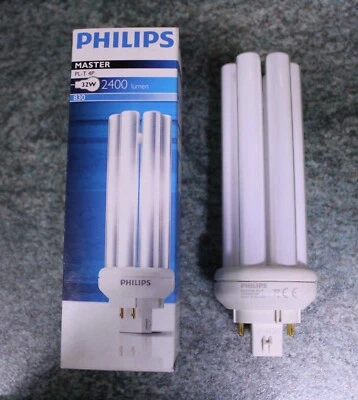 2x Philips Dimmable 32W GX24q-3 4 pin 3000K Low Energy CFL Light Bulb PL PLT - Image 1 of 2