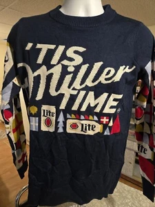 Miller Lite It’s Miller Time Crewneck Ugly Christmas Sweater Men’s Small Blue - Bild 1 von 4