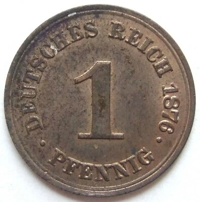 Coin German Empire Empire 1 Pfennig 1876 A in Uncirculated - Image 1 of 2