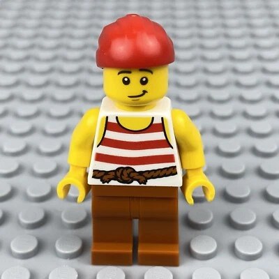 LEGO Pirata Minifigura Camisa Blanca con Rayas Rojas Bandana Roja pi187 Piratas IV Foto 1 de 4