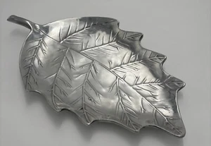 Mariposa Oak Leaf Server Platter Silver toned Aluminum Mexico - Picture 1 of 8