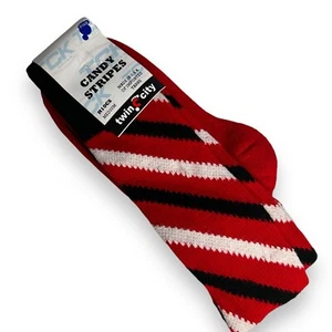 TCK Red Black CANDYSTRIPE Retro Long Knee High Tube Sock Size M 1 Pair - Picture 1 of 3