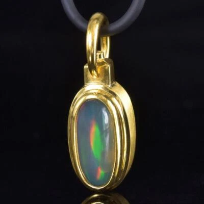 Кулон из чистого серебра 18 карат с золотом вермей, эфиопским опалом и бриллиантами 6,32 г - Изображение 1 из 4