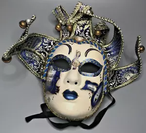 Vintage Carnival Venetian Masquerade Mask with Bells Royal Blue Jolly Sinfonia - Picture 1 of 24
