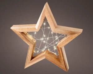 489595 Micro LED Rahmenbeleuchtung Stern Holz indoor L.3.5cm B.22.5cm H.24cm - Bild 1 von 3