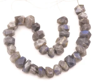 Faceted Natural Labradorite Baroque Stone 14mm-18mm Loose Beads 15" Long - Picture 1 of 3