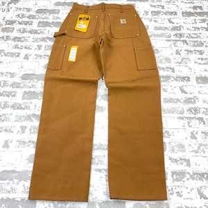 Carhartt Pants Men 32x32 Brown Loose Fit Duck Canvas Double Knee USA Baggy B01 - Picture 1 of 18