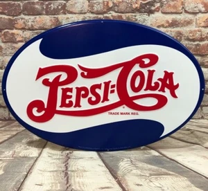 Pepsi Cola ovales geprägtes Aluminium Blechschild - stolz hergestellt in Amerika - - Bild 1 von 4