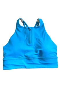 NUEVO CON ETIQUETAS NUEVO Sujetador Deportivo Lululemon Energy Cuello Alto Longline Cremallera Piscina Fiesta Azul 6 - Imagen 1 de 6