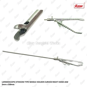 Supporto ago SS laparoscopico mascella destra curva TC 5 mm x 330 mm strumenti chirurgici - Foto 1 di 10