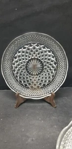 2 VTG ANCHOR HOCKING WEXFORD CLEAR GLASS DINNER PLATES 9 1/2" - Picture 1 of 3