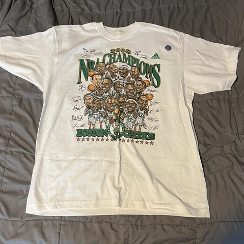 Vtg Adidas Original 2008 Boston Celtics Caricature NBA Champions Shirt Large NEW Cover