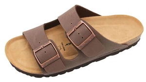 Damen Hausschuhe Pantoffel Sandale Pantolette NubukLeder optik braun günstig - Bild 1 von 40
