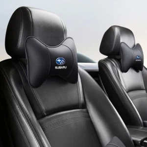 1pc Soft Leather Car Headrest Neck Cushion Pillow Neck Rest For Subaru black - Picture 1 of 6