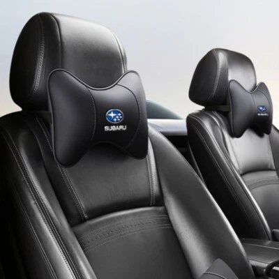 1 pieza Reposacabezas Coche Cuero Suave Cuello Cojín Almohada Reposacabezas Para Subaru Negro Foto 1 de 4