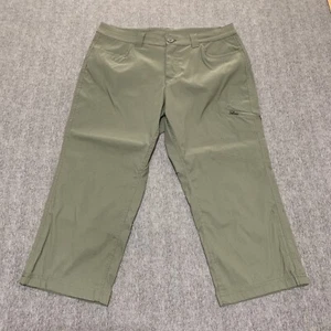 Eddie Bauer Pants Womens 8 Green Capri Cargo Utility Outdoor Zip Pockets Nylon - Picture 1 of 17