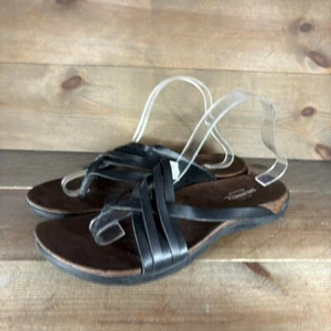 Merrell District Mahana Post Mujer Talla 11 Zapatos Negro Cuero Tiras Sandalias - Imagen 1 de 8