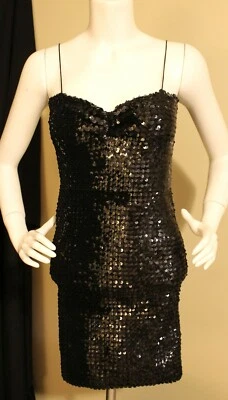 Mini vestidos ajustados elásticos con lentejuelas negros talla S-M Foto 1 de 4
