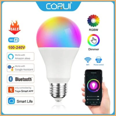 CORUI Tuya WiFi E27 B22 Smart Dimmable Bulb RGBCW 100-240V LED Light Smart Life  - Image 1 of 4