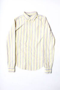 Ralph Lauren Rugby Mens Striped Cotton Casual Button Down Shirt Yellow Size 0