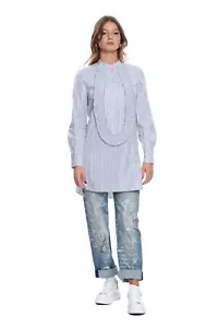 BURBERRY LAYSAN Cotton Ruffle Trim Tunic Women Shirt 4 US / 38 IT / 6 UK - Picture 1 of 6