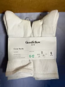 6 Paar weiße Goodfellow & Co Crew Socken mit verstärkter Ferse und Spitze - Bild 1 von 3