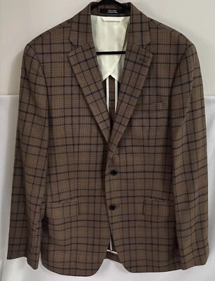 Abrigo Blazer Deportivo Todd Snyder Sutton Fit 40L Marrón Azul Marino Cuadros Algodón Subalpino Foto 1 de 4