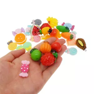 20pcs Mix Mini Resin Candy Fruits Vegetables Slime Charms Pendants Findings DIY - Picture 1 of 8