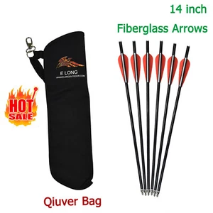 Crossbow Bolts Fiberglass Arrows +Archery Quiver Arrow Holder Bow Back Shoulder - Picture 1 of 6