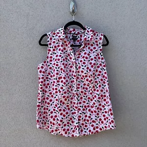 Talbots Perfect Shirt Sleeveless Womens 12 Tulip Print Button Up Picnic Preppy - Picture 1 of 13