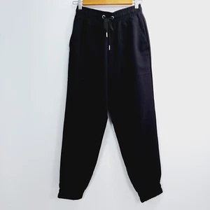 Decjuba Long Pants Womens Size S Black Elastic Waist Hem Draw String Stretch - Picture 1 of 12