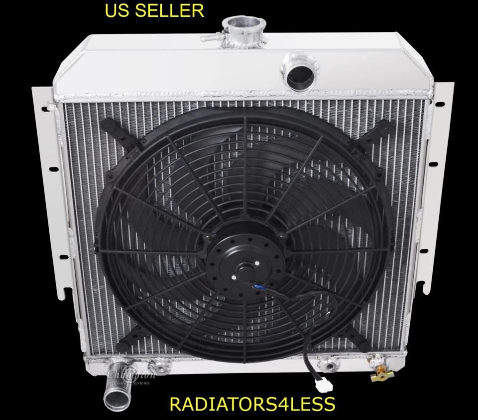 CHAMPION 3 FILAS RADIADOR ALUMINIO VENTILADOR 16" 1964 DODGE DART PLYMOUTH VALIANT CUDA Foto 1 de 2