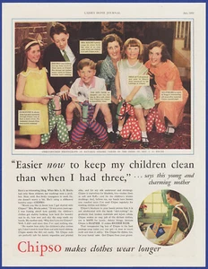 Vintage 1933 CHIPSO Suds Flocken Waschmittel Seife Ephemera 30er Print Ad - Bild 1 von 1