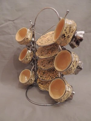 Coffee Set P.S. Inusterial for 6 espresso Cups & 5 Saucers on Metal Stand - Image 1 of 4