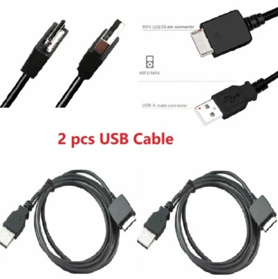 2XUSB Data Charger Cable For Sony Walkman MP3 Player NW-A829 NWZ-E436F NWZ-S639F - Image 1 of 4