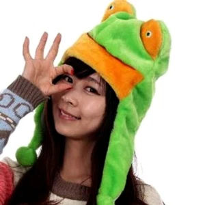 Green Frog Aviator Pilot Party Halloween Costume Animal Plush Hat S - Picture 1 of 1