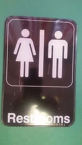 UNISEX RESTAURANT SIGN ( ONE ) 6" x 9" BLACK & WHITE ROYAL BRAND - Picture 1 of 2
