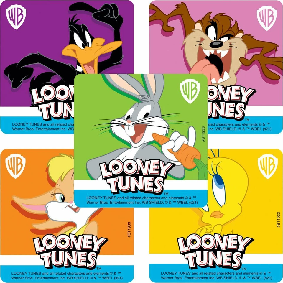 25 pegatinas Looney Tunes, surtidas, 2,5" x 2,5" cada una, favores de fiesta Foto 1 de 1