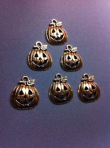 Pumpkin Charm/Halloween Pumpkin Silver Charm Pendant/Halloween Party Supplies - Picture 1 of 3