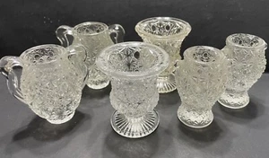 L E Smith Lot of 6 Daisy and Button Clear Toothpick Holders - Picture 1 of 4