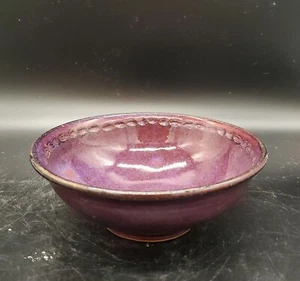 Handgeworfen Studio Kunst Keramik lila Müsli Dessert Schüssel glasiert 6" signiert - Bild 1 von 10