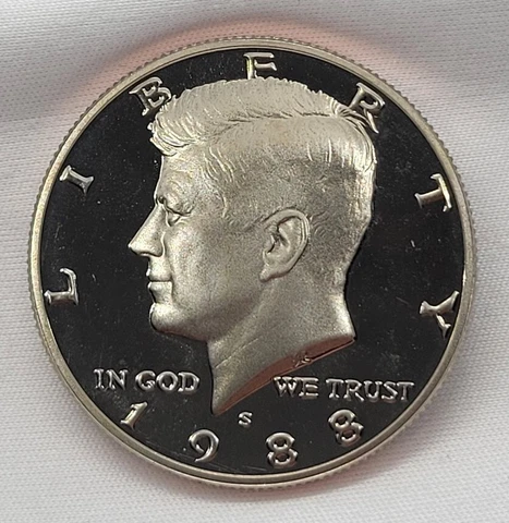 1988 S Kennedy Proof Cameo Clad Half Dollar Smooth Black Fields FREE SHIPPING! Cover