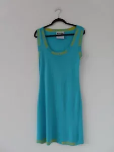 Moschino Couture Turquoise Blue Yellow Rayon Dress UK 12 - Picture 1 of 8
